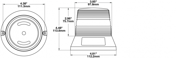 LED Strobe Light Model 400 Dimensions