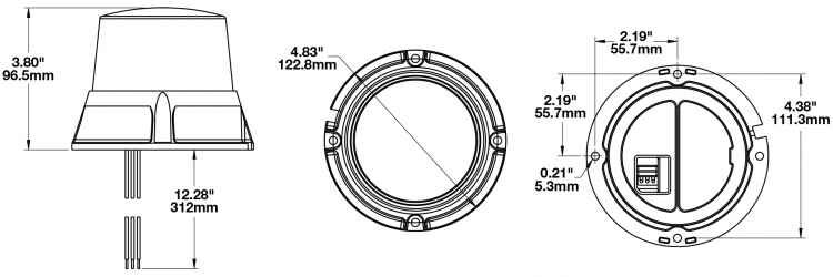 LED Strobe Light Model 406 Dimensions