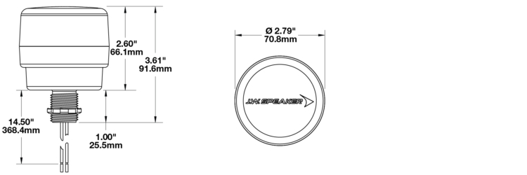 LED Strobe Light Model 538 Dimensions