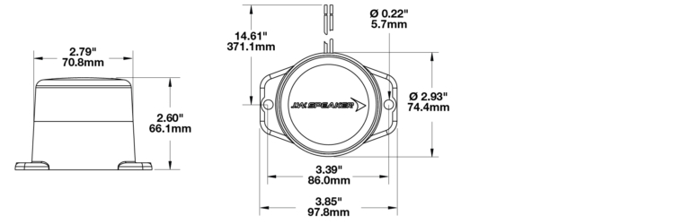 LED Strobe Light Model 539 Dimensions