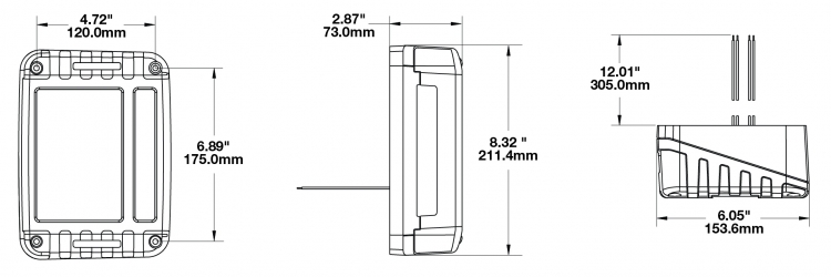 LED Tail Light Model 279 Dimensions