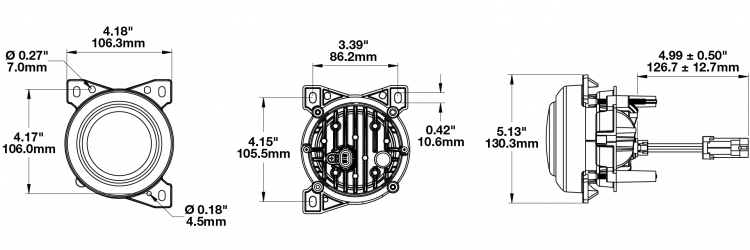 LED Truck Lights Model 95 Dimensions