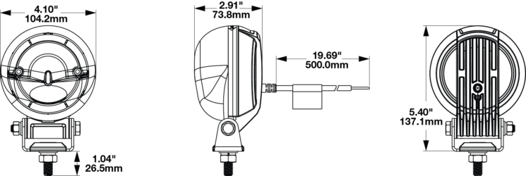LED Forklift Warning Light Model 777 Dimensions