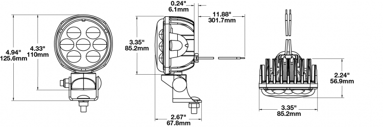 LED Work Light Model 4415 Dimensions