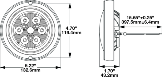 LED Work Light Model 502 Dimensions