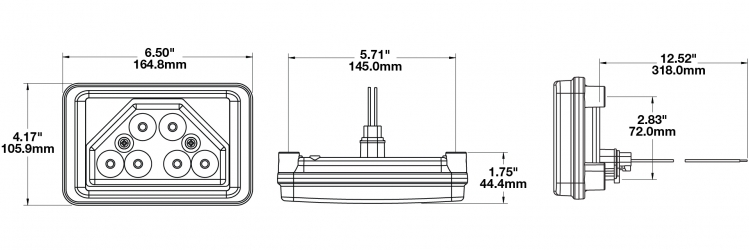 LED Work Light Model 518 Dimensions