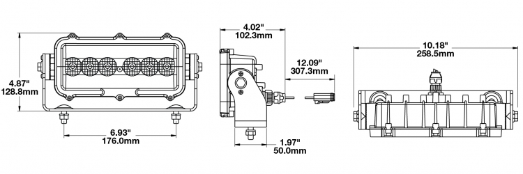 LED Work Light Model 528 Dimensions