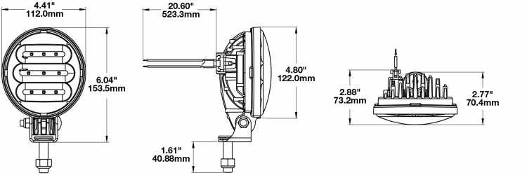 LED Work Light Model 6020 Dimensions