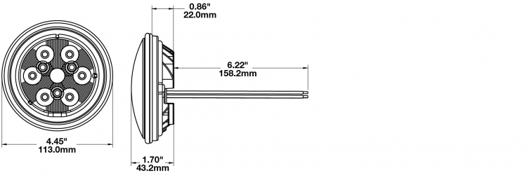 LED Work Light Model 6043 Dimensions