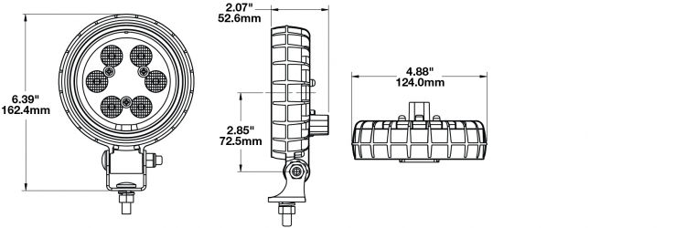 LED Work Light Model 670 XD Dimensions