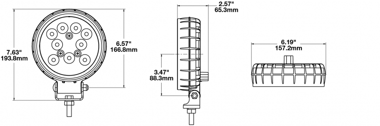 LED Work Light Model 680 XD Dimensions
