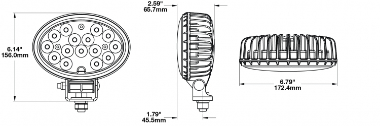 LED Work Light Model 7150 Dimensions