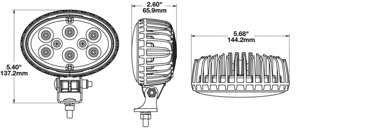 LED Work Light Model 735 Dimensions