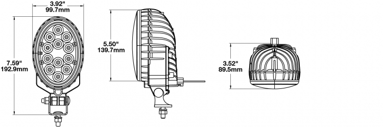 LED Work Light Model 736 Dimensions