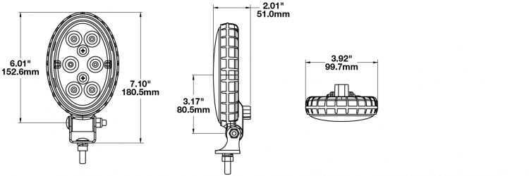 LED Work Light Model 771 XD Dimensions