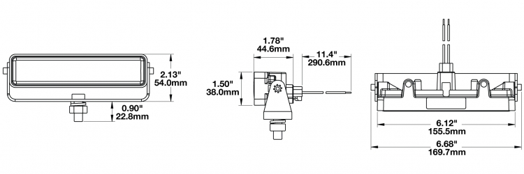 LED Work Light Model 783 XD Dimensions