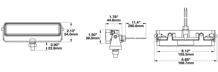 LED Work Light Model 784 XD Dimensions