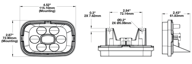 LED Work Light Model 785 Dimensions