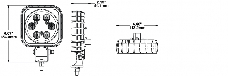 LED Work Light Model 840 XD Dimensions