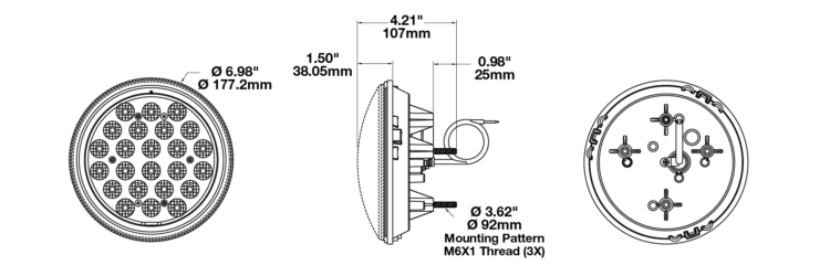 LED Work Light Model 8750 Dimensions