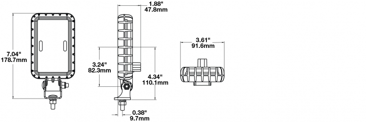 LED Work Light Model 881 XD Dimensions