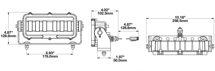 LED Zone Light Model 527 RED Dimensions