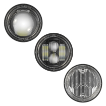 Model 93 LED 90mm Lights in High Beam with Front Position, Low Beam, and Turn /DRL.